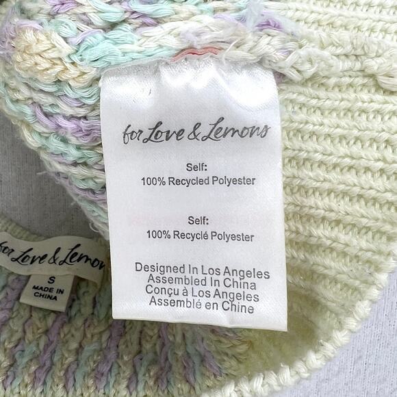 FOR LOVE AND LEMONS Corinna Bralette Womens Small Mint Sweater Knit Crop Chevron - Picture 9 of 16